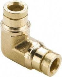 Parker - 3/16" Outside Diam, Brass Push-to-Connect Tube Union Elbow - 250 Max psi, Tube to Tube Connection, Buna-N O-Ring - Exact Tool & Supply