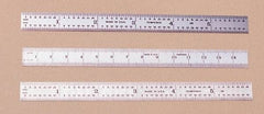 PEC Tools - 24" Long, 1/100, 1/10" and 0.5, 1mm Graduation, Flexible Steel Rule - Decimal/Metric Graduation Style, 3/4" Wide, Silver, Satin Chrome Finish - Exact Tool & Supply