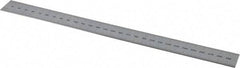 PEC Tools - 300mm Long, 0.5, 1mm Graduation, Rigid Steel Rule - Metric Graduation Style, 1" Wide, Silver, Satin Chrome Finish - Exact Tool & Supply