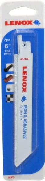 Lenox - 6" Long x 3/4" Thick, Carbide Reciprocating Saw Blade - Straight Profile, Continuous Edge, Universal Shank - Exact Tool & Supply