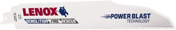 Lenox - 9" Long x 7/8" Thick, Bi-Metal Reciprocating Saw Blade - Straight Profile, 10 TPI, Toothed Edge, Universal Shank - Exact Tool & Supply