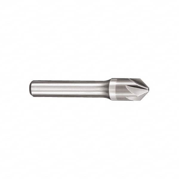 SGS - 3/4" Head Diam, 1/2" Shank Diam, 6 Flute 90° Solid Carbide Countersink - Exact Tool & Supply
