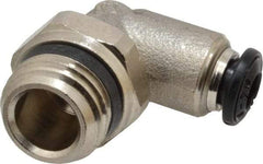 Alpha Technologies - 4mm Outside Diam, 1/4 Universal, Nickel Plated Brass Push-to-Connect Tube Male Swivel Elbow - 250 Max psi, Tube to Universal Thread Connection, Buna O-Ring - Exact Tool & Supply