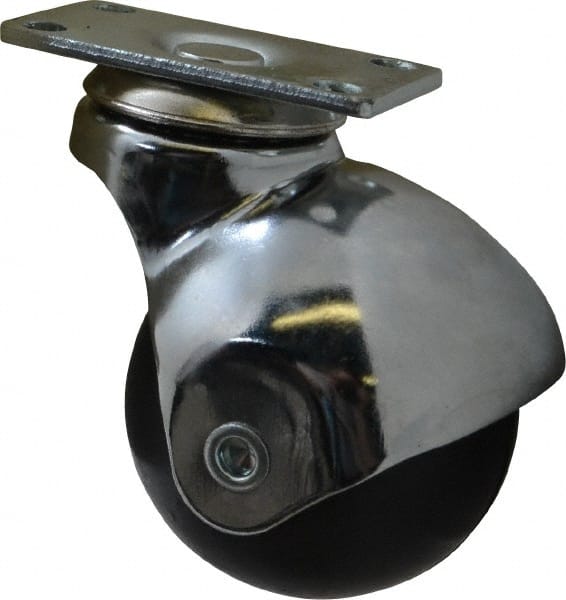 E.R. Wagner - 2 Inch Ball Diameter x 13/16 Inch Wide Wheel, Soft Rubber Top Plate Spherical Ball Caster - Exact Tool & Supply