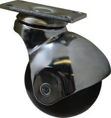 E.R. Wagner - 2 Inch Ball Diameter x 13/16 Inch Wide Wheel, Soft Rubber Top Plate Spherical Ball Caster - Exact Tool & Supply