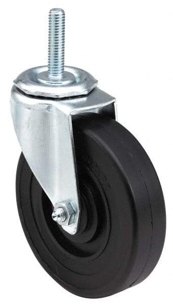 E.R. Wagner - 5" Diam x 1-1/4" Wide x 5-1/2" OAH Stem Mount Swivel Caster - Polyolefin, 280 Lb Capacity, Plain Bearing, 1/2-13 x 1-1/2" Threaded Stem - Exact Tool & Supply