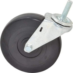 E.R. Wagner - 5" Diam x 1-1/4" Wide x 5-1/2" OAH Stem Mount Swivel Caster - Soft Rubber, 190 Lb Capacity, Delrin Bearing, 7/16-14 x 1-1/2" Threaded Stem - Exact Tool & Supply