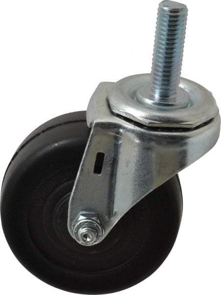E.R. Wagner - 3" Diam x 1-1/4" Wide x 3-5/8" OAH Stem Mount Swivel Caster - Soft Rubber, 125 Lb Capacity, Delrin Bearing, 1/2-13 x 1-1/2" Threaded Stem - Exact Tool & Supply