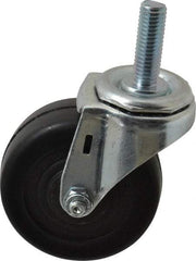 E.R. Wagner - 3" Diam x 1-1/4" Wide x 3-5/8" OAH Stem Mount Swivel Caster - Soft Rubber, 125 Lb Capacity, Delrin Bearing, 1/2-13 x 1-1/2" Threaded Stem - Exact Tool & Supply
