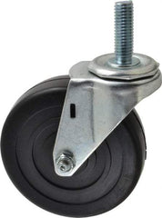 E.R. Wagner - 4" Diam x 1-1/4" Wide x 4-1/2" OAH Stem Mount Swivel Caster - Soft Rubber, 165 Lb Capacity, Delrin Bearing, 1/2-13 x 1-1/2" Threaded Stem - Exact Tool & Supply