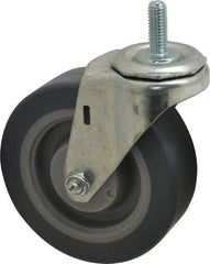 E.R. Wagner - 4" Diam x 1-1/4" Wide x 4-1/2" OAH Stem Mount Swivel Caster - TPR, 165 Lb Capacity, Delrin Bearing, 3/8-16 x 1" Threaded Stem - Exact Tool & Supply