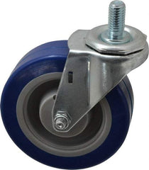 E.R. Wagner - 4" Diam x 1-1/4" Wide x 4-1/2" OAH Stem Mount Swivel Caster - Polyurethane, 275 Lb Capacity, Delrin Bearing, 1/2-13 x 1" Threaded Stem - Exact Tool & Supply