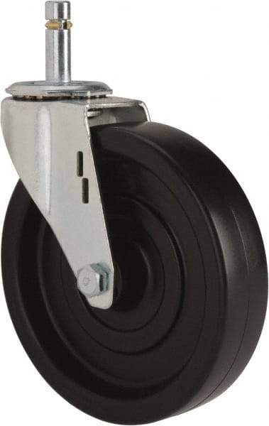 E.R. Wagner - 5" Diam x 1-1/4" Wide x 5-1/2" OAH Stem Mount Swivel Caster - Polyolefin, 280 Lb Capacity, Plain Bearing, 7/16 x 1-3/8" Friction Stem - Exact Tool & Supply