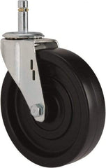 E.R. Wagner - 5" Diam x 1-1/4" Wide x 5-1/2" OAH Stem Mount Swivel Caster - Polyolefin, 280 Lb Capacity, Plain Bearing, 7/16 x 1-3/8" Friction Stem - Exact Tool & Supply