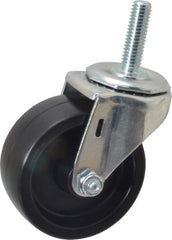 E.R. Wagner - 3" Diam x 1-1/4" Wide x 3-5/8" OAH Stem Mount Swivel Caster - Polyolefin, 210 Lb Capacity, Plain Bearing, 7/16-14 x 1-1/2" Threaded Stem - Exact Tool & Supply