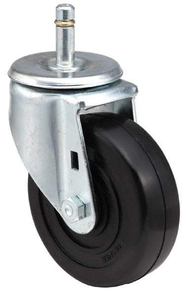 E.R. Wagner - 3-1/2" Diam x 1-1/4" Wide x 4-1/2" OAH Stem Mount Swivel Caster - Soft Rubber, 155 Lb Capacity, Delrin Bearing, 7/16 x 1-3/8" Friction Stem - Exact Tool & Supply