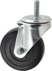 E.R. Wagner - 4" Diam x 1-1/4" Wide x 5" OAH Stem Mount Swivel Caster - Soft Rubber, 165 Lb Capacity, Delrin Bearing, 1/2-13 x 1-1/2" Threaded Stem - Exact Tool & Supply