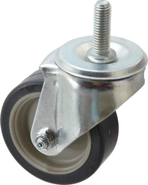 E.R. Wagner - 3-1/2" Diam x 1-1/4" Wide x 4-1/2" OAH Stem Mount Swivel Caster - TPR, 155 Lb Capacity, Delrin Bearing, 1/2-13 x 1-1/2" Threaded Stem - Exact Tool & Supply