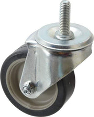 E.R. Wagner - 3-1/2" Diam x 1-1/4" Wide x 4-1/2" OAH Stem Mount Swivel Caster - TPR, 155 Lb Capacity, Delrin Bearing, 1/2-13 x 1-1/2" Threaded Stem - Exact Tool & Supply