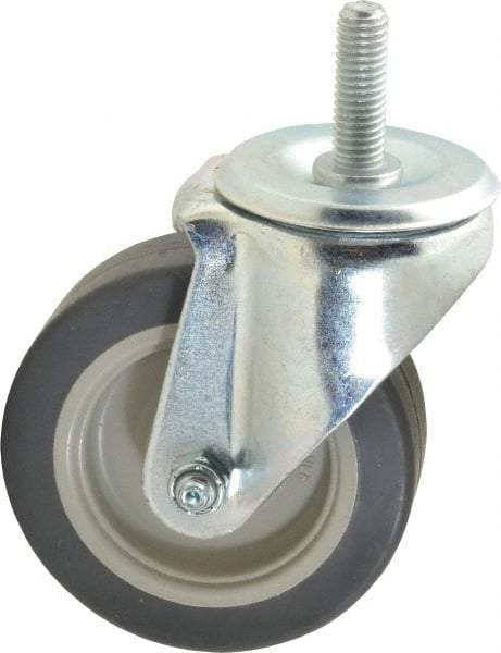 E.R. Wagner - 4" Diam x 1-1/4" Wide x 5" OAH Stem Mount Swivel Caster - TPR, 165 Lb Capacity, Delrin Bearing, 1/2-13 x 1-1/2" Threaded Stem - Exact Tool & Supply
