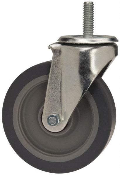 E.R. Wagner - 5" Diam x 1-1/4" Wide x 6-1/8" OAH Stem Mount Swivel Caster - TPR, 200 Lb Capacity, Delrin Bearing, 1/2-13 x 1-1/2" Threaded Stem - Exact Tool & Supply