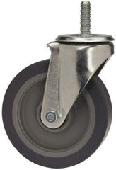 E.R. Wagner - 5" Diam x 1-1/4" Wide x 6-1/8" OAH Stem Mount Swivel Caster - TPR, 200 Lb Capacity, Delrin Bearing, 1/2-13 x 1-1/2" Threaded Stem - Exact Tool & Supply