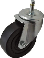 E.R. Wagner - 4" Diam x 1-3/8" Wide x 5" OAH Stem Mount Swivel Caster - Polyolefin, 275 Lb Capacity, Delrin Bearing, 7/16 x 1-3/8" Friction Stem - Exact Tool & Supply