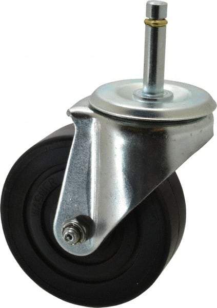 E.R. Wagner - 4" Diam x 1-3/8" Wide x 5" OAH Stem Mount Swivel Caster - Polyolefin, 275 Lb Capacity, Delrin Bearing, 7/16 x 1-29/32" Friction Stem - Exact Tool & Supply