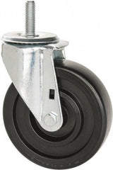 E.R. Wagner - 5" Diam x 1-3/8" Wide x 6-1/8" OAH Stem Mount Swivel Caster - Polyolefin, 300 Lb Capacity, Delrin Bearing, 1/2-13 x 1-1/2" Threaded Stem - Exact Tool & Supply
