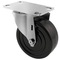 E.R. Wagner - 4" Diam x 1-1/4" Wide x 4-11/16" OAH Top Plate Mount Swivel Caster - Soft Rubber, 165 Lb Capacity, Delrin Bearing, 2-3/4 x 3-3/4" Plate - Exact Tool & Supply