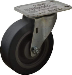 E.R. Wagner - 4" Diam x 1-1/4" Wide x 4-11/16" OAH Top Plate Mount Swivel Caster - TPR, 165 Lb Capacity, Delrin Bearing, 2-3/4 x 3-3/4" Plate - Exact Tool & Supply