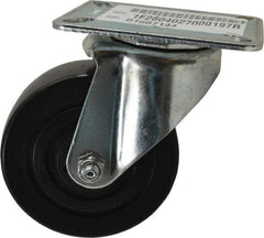 E.R. Wagner - 4" Diam x 1-3/8" Wide x 5-1/16" OAH Top Plate Mount Swivel Caster - Polyolefin, 300 Lb Capacity, Plain Bearing, 3-1/8 x 4-1/8" Plate - Exact Tool & Supply