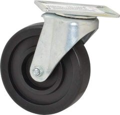 E.R. Wagner - 5" Diam x 1-3/8" Wide x 6-1/16" OAH Top Plate Mount Swivel Caster - Polyolefin, 350 Lb Capacity, Plain Bearing, 3-1/8 x 4-1/8" Plate - Exact Tool & Supply