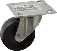 E.R. Wagner - 4" Diam x 1-3/8" Wide x 5-1/16" OAH Top Plate Mount Swivel Caster - Polyolefin, 300 Lb Capacity, Roller Bearing, 3-3/4 x 4-5/8" Plate - Exact Tool & Supply