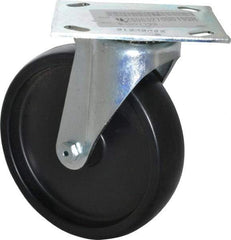 E.R. Wagner - 6" Diam x 1-3/8" Wide x 7-1/16" OAH Top Plate Mount Swivel Caster - Polyolefin, 400 Lb Capacity, Roller Bearing, 3-3/4 x 4-5/8" Plate - Exact Tool & Supply