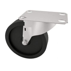 E.R. Wagner - 4" Diam x 1-1/4" Wide x 4-11/16" OAH Top Plate Mount Swivel Caster with Brake - Polyolefin, 255 Lb Capacity, Plain Bearing, 2-3/4 x 3-3/4" Plate - Exact Tool & Supply