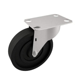 E.R. Wagner - 5" Diam x 1-1/4" Wide x 5-5/8" OAH Top Plate Mount Swivel Caster with Brake - Polyolefin, 280 Lb Capacity, Plain Bearing, 2-3/4 x 3-3/4" Plate - Exact Tool & Supply