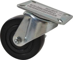 E.R. Wagner - 4" Diam x 1-3/8" Wide x 5-1/16" OAH Top Plate Mount Swivel Caster with Brake - Polyolefin, 300 Lb Capacity, Plain Bearing, 3-1/8 x 4-1/8" Plate - Exact Tool & Supply