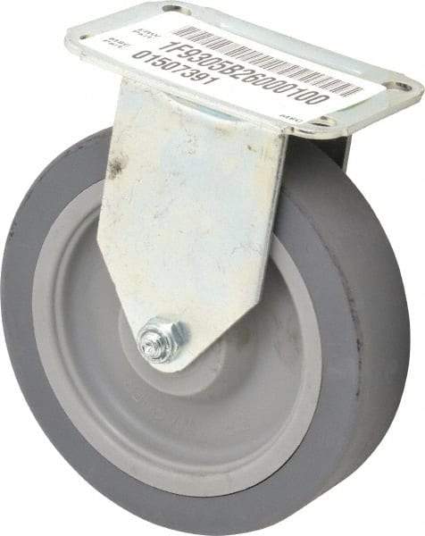 E.R. Wagner - 5" Diam x 1-1/4" Wide x 5-5/8" OAH Top Plate Mount Rigid Caster - TPR, 190 Lb Capacity, Delrin Bearing, 2-3/4 x 3-3/4" Plate - Exact Tool & Supply