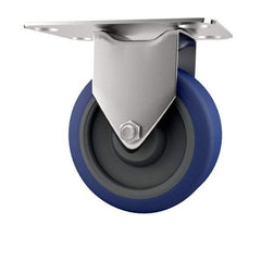 E.R. Wagner - 5" Diam x 1-1/4" Wide x 5-5/8" OAH Top Plate Mount Rigid Caster - Polyurethane, 280 Lb Capacity, Delrin Bearing, 2-3/4 x 3-3/4" Plate - Exact Tool & Supply