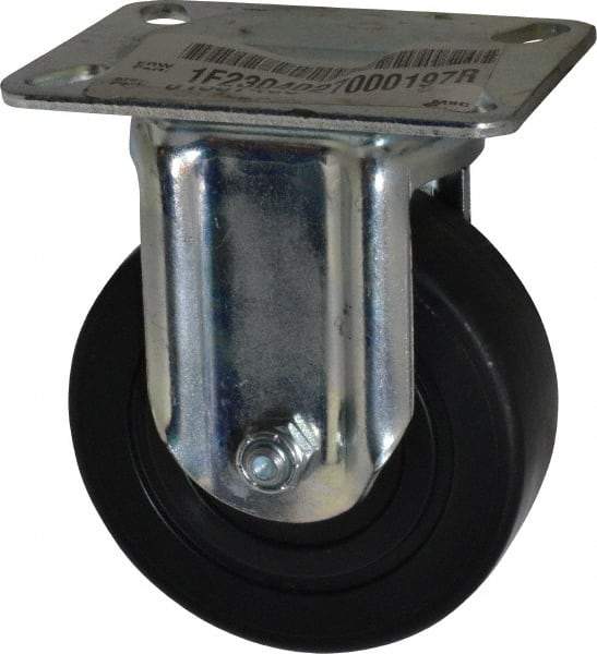 E.R. Wagner - 4" Diam x 1-3/8" Wide x 5-1/16" OAH Top Plate Mount Rigid Caster - Polyolefin, 300 Lb Capacity, Plain Bearing, 3-1/8 x 4-1/8" Plate - Exact Tool & Supply