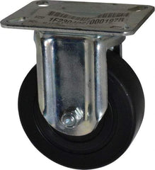 E.R. Wagner - 4" Diam x 1-3/8" Wide x 5-1/16" OAH Top Plate Mount Rigid Caster - Polyolefin, 300 Lb Capacity, Plain Bearing, 3-1/8 x 4-1/8" Plate - Exact Tool & Supply