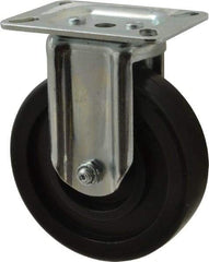 E.R. Wagner - 5" Diam x 1-3/8" Wide x 6-1/16" OAH Top Plate Mount Rigid Caster - Polyolefin, 350 Lb Capacity, Plain Bearing, 3-1/8 x 4-1/8" Plate - Exact Tool & Supply