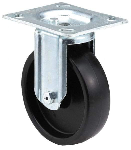 E.R. Wagner - 4" Diam x 1-1/4" Wide x 4-11/16" OAH Top Plate Mount Rigid Caster - TPR, 165 Lb Capacity, Delrin Bearing, 2-3/4 x 3-3/4" Plate - Exact Tool & Supply