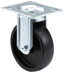 E.R. Wagner - 4" Diam x 1-1/2" Wide x 5-1/16" OAH Top Plate Mount Rigid Caster - Phenolic, 375 Lb Capacity, Roller Bearing, 3-1/8 x 4-1/8" Plate - Exact Tool & Supply