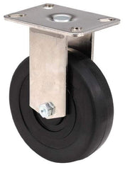 E.R. Wagner - 6" Diam x 1-3/8" Wide x 7-3/8" OAH Top Plate Mount Rigid Caster - Polyolefin, 450 Lb Capacity, Delrin Bearing, 3-1/8 x 4-1/8" Plate - Exact Tool & Supply