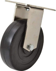 E.R. Wagner - 5" Diam x 1-3/8" Wide x 6-3/8" OAH Top Plate Mount Rigid Caster - Soft Rubber, 240 Lb Capacity, Delrin Bearing, 3-1/8 x 4-1/8" Plate - Exact Tool & Supply