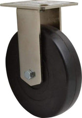 E.R. Wagner - 6" Diam x 1-3/8" Wide x 7-3/8" OAH Top Plate Mount Rigid Caster - Soft Rubber, 280 Lb Capacity, Delrin Bearing, 3-1/8 x 4-1/8" Plate - Exact Tool & Supply