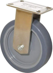 E.R. Wagner - 6" Diam x 1-1/2" Wide x 7-3/8" OAH Top Plate Mount Rigid Caster - TPR, 280 Lb Capacity, Delrin Bearing, 3-1/8 x 4-1/8" Plate - Exact Tool & Supply