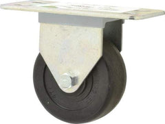 E.R. Wagner - 3" Diam x 1-1/4" Wide x 3-3/4" OAH Top Plate Mount Rigid Caster - Hard Rubber, 210 Lb Capacity, Delrin Bearing, 2-1/2 x 5" Plate - Exact Tool & Supply